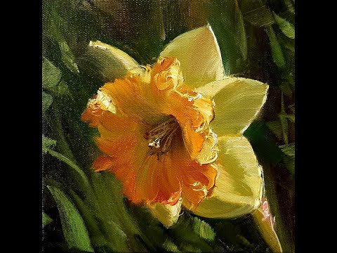 Видео: Рисуем нарцисс. Draw a daffodil. Мастер-классы Вугара Мамедова.