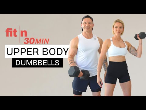 Видео: Fit in 30: Тренировка верхней части тела с гантелями: силовая тренировка на тягу/толчок (30 минут)