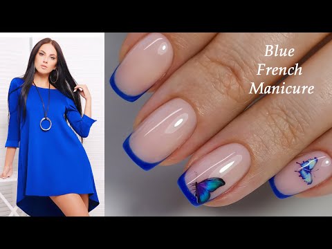 Видео: Blue French Manicure / Синий Френч / Маникюр