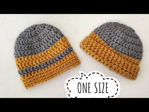 Видео: 💚 Простая шапка крючком для начинающих  / Crochet hat  / шапка с отворотом