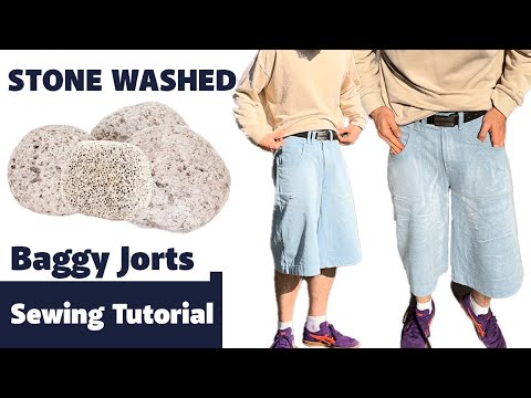 Видео: Как сшить мешковатые джорты и постирать их с помощью камня | Учебное пособие по шитью и стирке с ...
