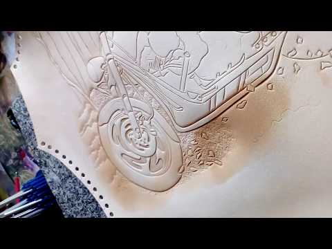 Видео: Процесс создания картины на коже , Часть 1 " Резьба и тиснение "