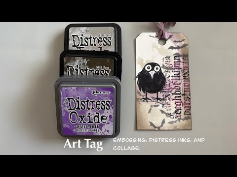 Видео: Художественная бирка на тему Хэллоуина с использованием тиснения и чернил Distress.