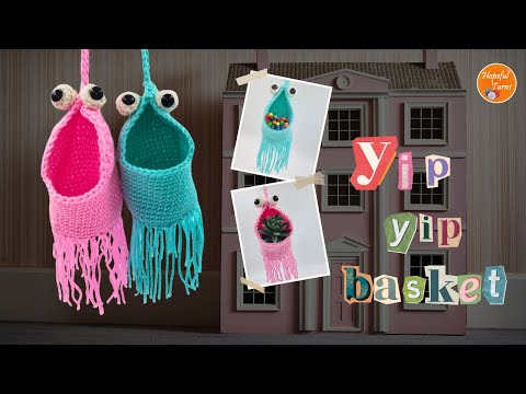 Видео: Вязаная крючком корзина YIP YIP Alien | Веселая и простая вешалка для автомобиля (подходит для на...