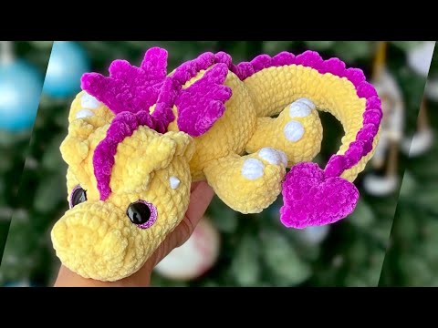 Видео: Сказочный дракон крючком из плюшевой пряжи // мастер-класс // часть 1