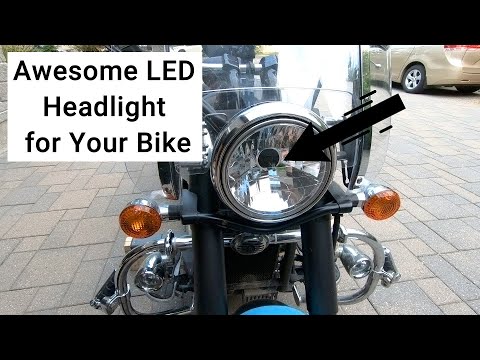 Видео: Как установить H4 LED "Sealight" лампу на вашем мотоцикле - пошаговые инструкции для VN900
