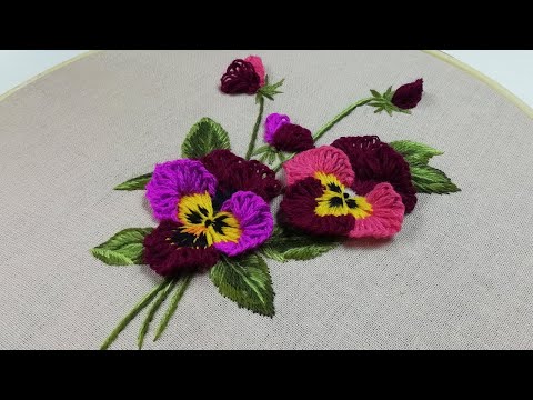 Видео: 3Д Вышивка | Цветы Анютины Глазки