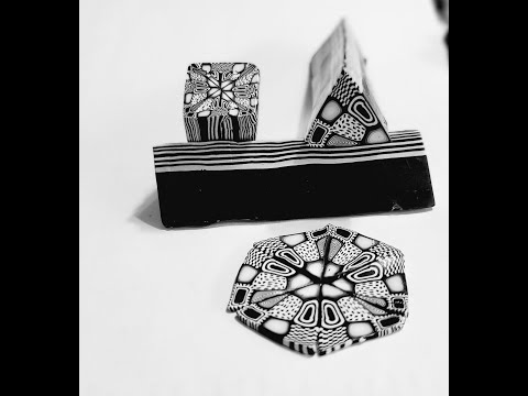 Видео: Урок по созданию трости из полимерной глины: черно-белый абстрактный дизайн