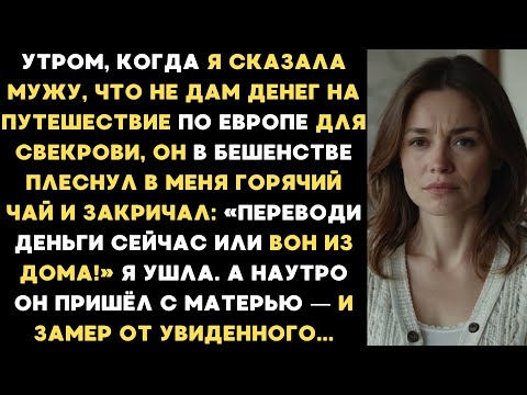 Видео: Утром я сказала мужу, что не дам денег на путешествие для свекрови, а он в плеснул в меня кипяток...