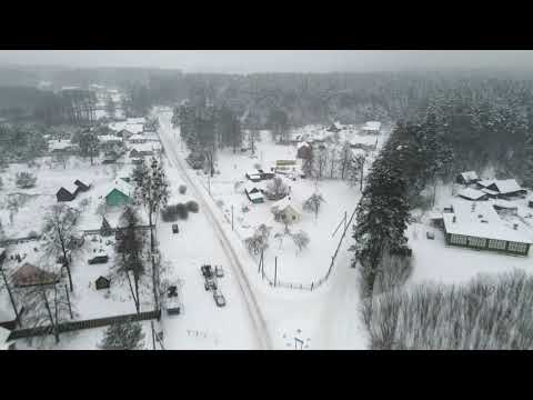 Видео: д. Новая Руда, Гродненский район. Полёт в сильный снег.