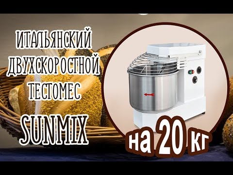 Видео: Тестомес 2 скорости на 20 кг. теста  SUN20  (Италия)