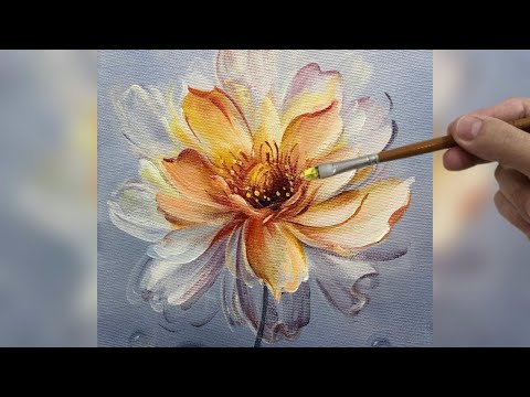 Видео: ПРОЗРАЧНЫЙ ЦВЕТОК / АКРИЛОВАЯ КРАСКА ШАГ ЗА ШАГОМ