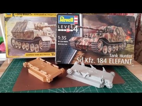 Видео: САУ "Элефант"-параллельная сборка Zvezda, Revell...35 scale...шаг 1