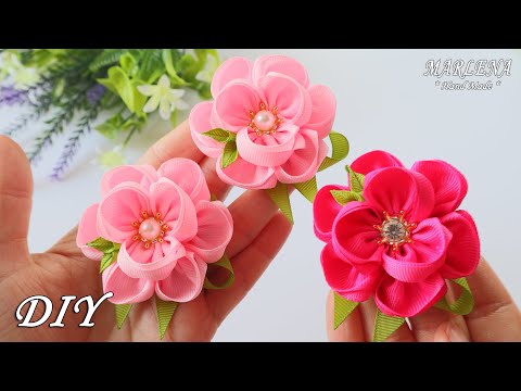 Видео: ОНИ ЛУЧШИЕ! ЦВЕТЫ из ЛЕНТ на заколках, резинках... МК/DIY