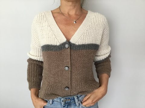 Видео: Кардиган из пряжи Drops Alpaca. Полуанглийская( жемчужная) резинка.Halbpatent.Brioche stitch.