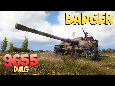 Видео: Badger - 3 Kills 9.6K DMG - Ленивый! - Мир Танков