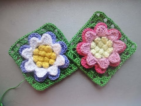 Видео: Цветок в квадрате Flower in a square Crochet