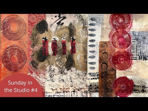 Видео: Сочетание гелевых отпечатков с текстурированной бумагой в красивом коллаже — Sunday In The Studio #4