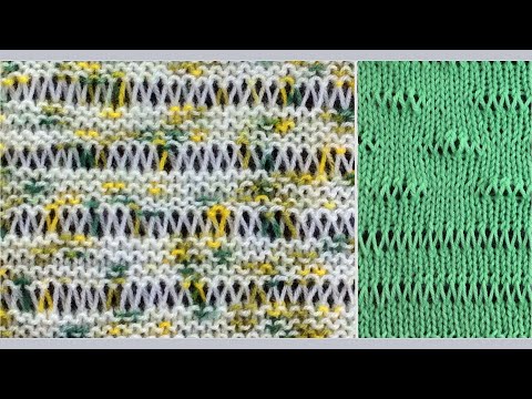 Видео: Ажур на полотне чулочной вязки / Вязание спицами / Easy Openwork Knitting Pattern