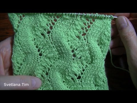 Видео: Узор спицами Вертикальный АЖУРНЫЙ ЗИГЗАГ. Вязание спицами - ажурные узоры № 299