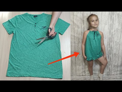 Видео: Новая идея: переделка старой футболки в детское платье. Быстро и просто/ DIY Recycling a T-Shirt