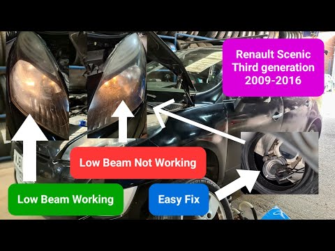 Видео: как заменить лампу ближнего света на Renault Scenic mk3 #фара