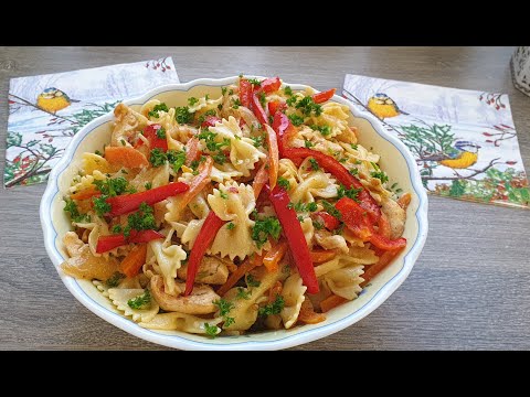 Видео: Куриное филе с овощами и лапшой!Быстро и Вкусно!