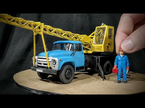 Видео: МОДЕЛЬ - АВТОКРАН НА БАЗЕ ЗиЛ-130. Сборка и покраска кистью модели в масштабе 1/43. ДЛЯ ДИОРАМЫ.