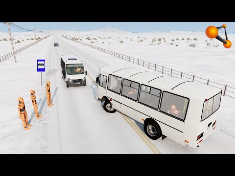 Видео: ОСТАНОВКА СМЕРТИ! ВОДИТЕЛЬ АВТОБУСА РАБОТАЕТ В ГОЛОЛЕД | BeamNG.drive