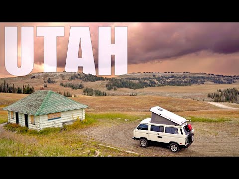 Видео: Снова в пути, эпизод 1... Неожиданная Юта. Кемпинг в нашем VW Vanagon. Осины, снег и грязные дороги.