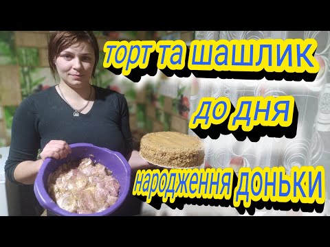 Видео: в вечері після рибалки готую торт та  шашлик до дня народження доньки