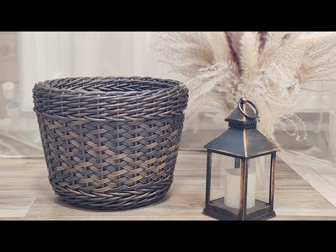 Видео: Кашпо из двух видов ротанга.