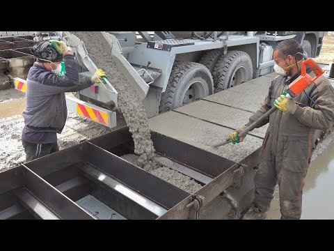 Видео: Процесс изготовления массивной бетонной стены. Корейский завод по производству бетонных блоков