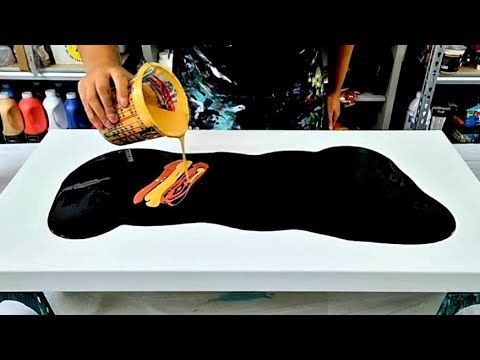 Видео: Минималистская металлическая картина с ярким золотом и бронзой! ~ Акриловая заливка ~ Абстракционизм