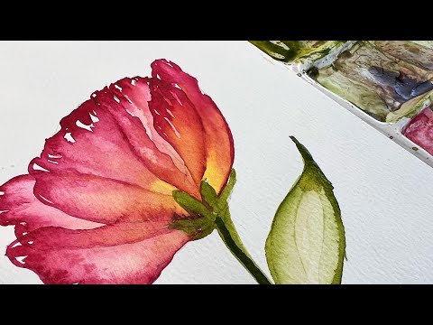 Видео: Акварельная полупрозрачная картина для начинающих. Простой и быстрый маленький цветок, ВЫ СМОЖЕТЕ...