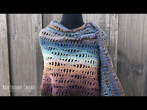 Видео: Простая шаль крючком | Схема вязания шали «Риверс»