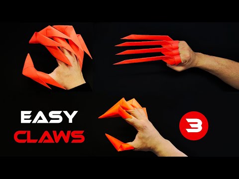 Видео: 3 ЛЕГКИХ БУМАЖНЫХ КОГОТЬЯ | Когти оригами (Росомаха, Дракон) | Поделки из бумаги