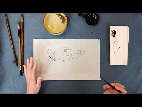 Видео: Урок 3.1 Как рисовать голову щуки  Построение / Chinese painting