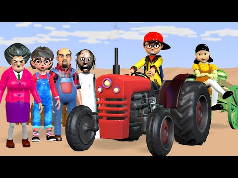 Видео: Игра Scary Teacher 3D против Squid: игра-челлендж по сбору арбузов на продажу от мисс Долл