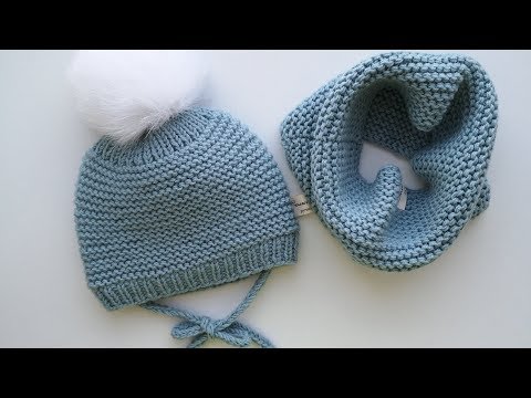 Видео: Детская шапочка платочной вязкий размер 0-3 месяца, 3-6 месяцев Снуд платочной вязкой #снуд #детский