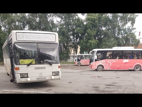 Видео: Краснокамск | Маршрут 203 | Автовокзал Краснокамск - С. Страпунята | Mercedes-Benz O405 | 03.07.2024