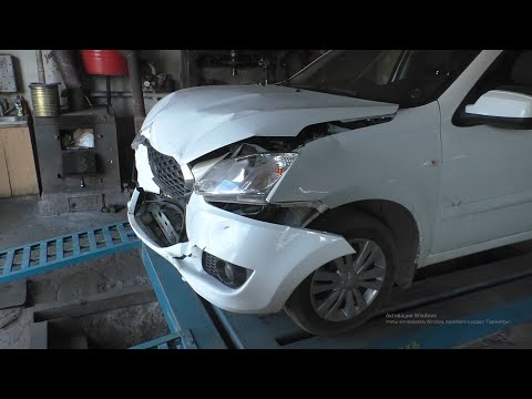 Видео: "Китайская" Гранта Datsun On Do легкий лобовой удар и повреждений на 150000 рублей ч.1