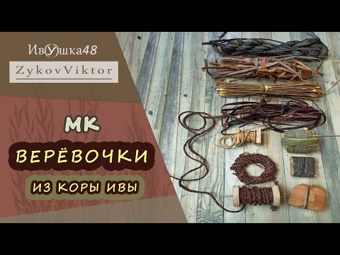 Видео: Плетение верёвочки из ивовой коры и других природных материалов. Мастер класс в живую. bark rope.