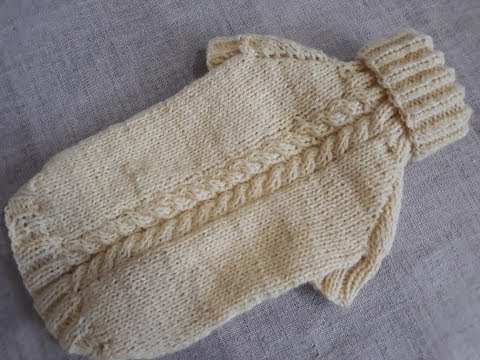 Видео: Свитер (туника) для щенка спицами. Часть 4.