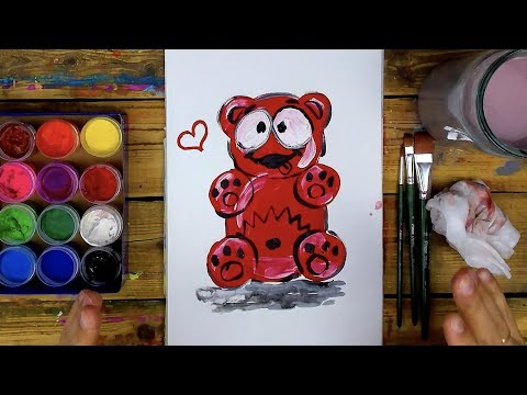 Видео: Как нарисовать Медведя ВАЛЕРУ красками ГУАШЬ