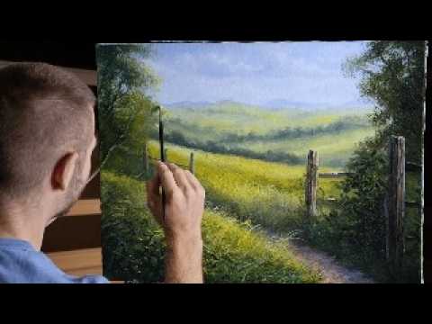Видео: Тропинка через луг — пейзаж маслом