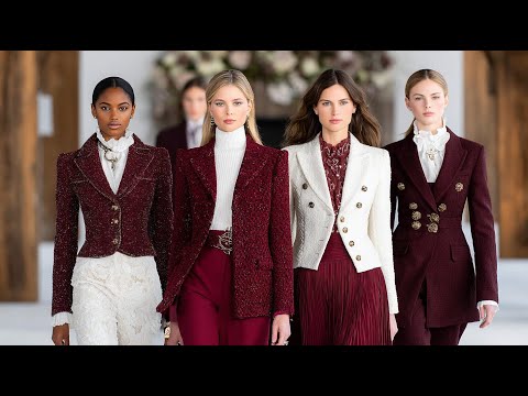 Видео: Ralph Lauren осень/зима 2025: шикарный стиль бордового и цвета слоновой кости для элегантных женщин