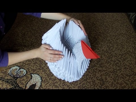 Видео: Модульное оригами гигантский лебедь (лебеденок) из больших модулей (мастер класс)