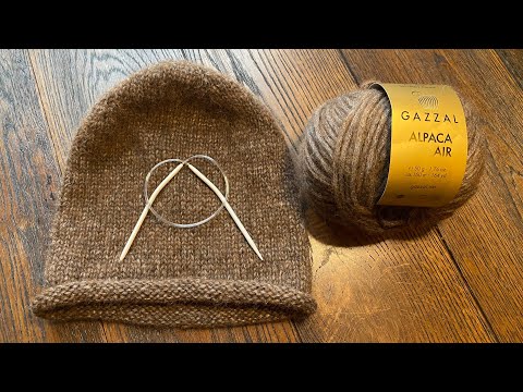 Видео: Шапка 🧶 Gazzal Alpaca Air #1 шапка лицевой гладью