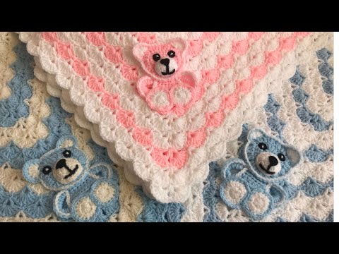 Видео: Аппликация «Мишка крючком»/плед крючком